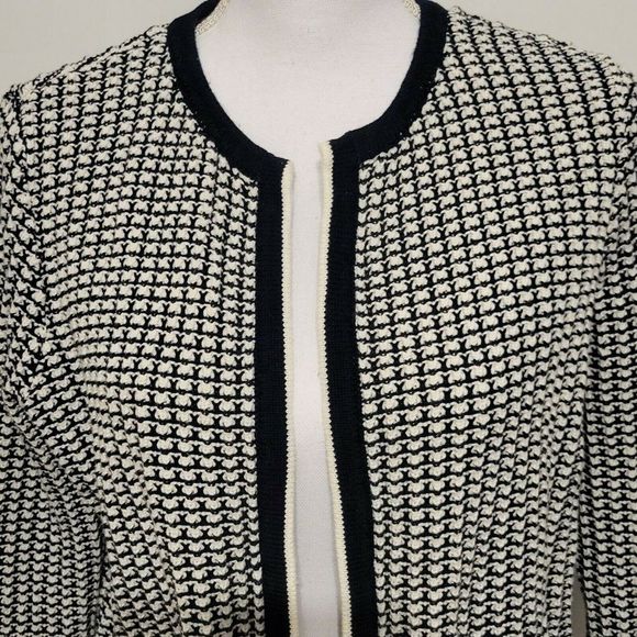 Boden Womens Navy/White Cotton Cranbrook Cardigan Welt Pockets Open Front SZ 8 - Picture 4 of 10